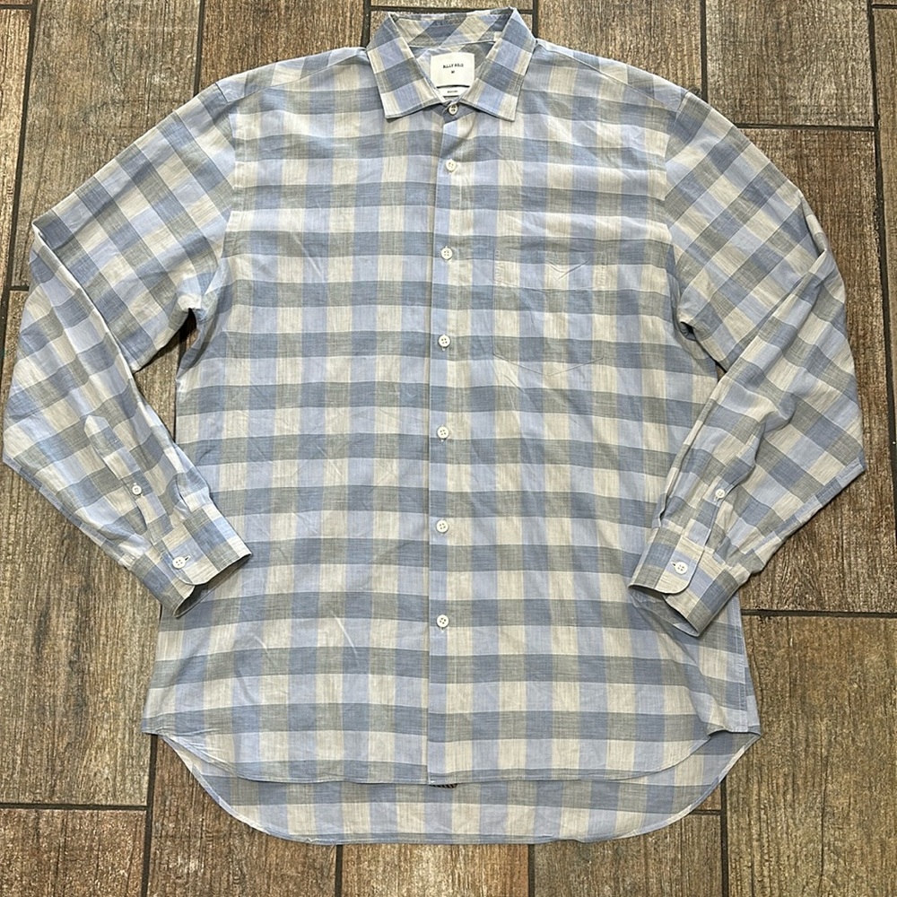 Billy Reid Blue and White Check Dress Shirt